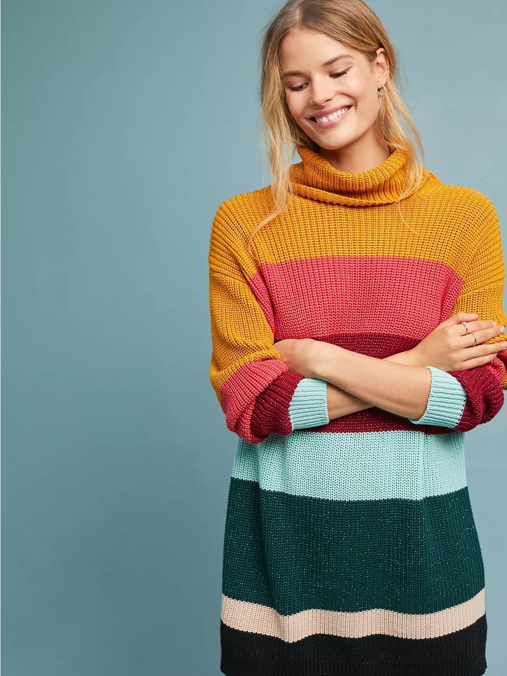Farm Rio for Anthropologie Boldly Striped Sweater Dress